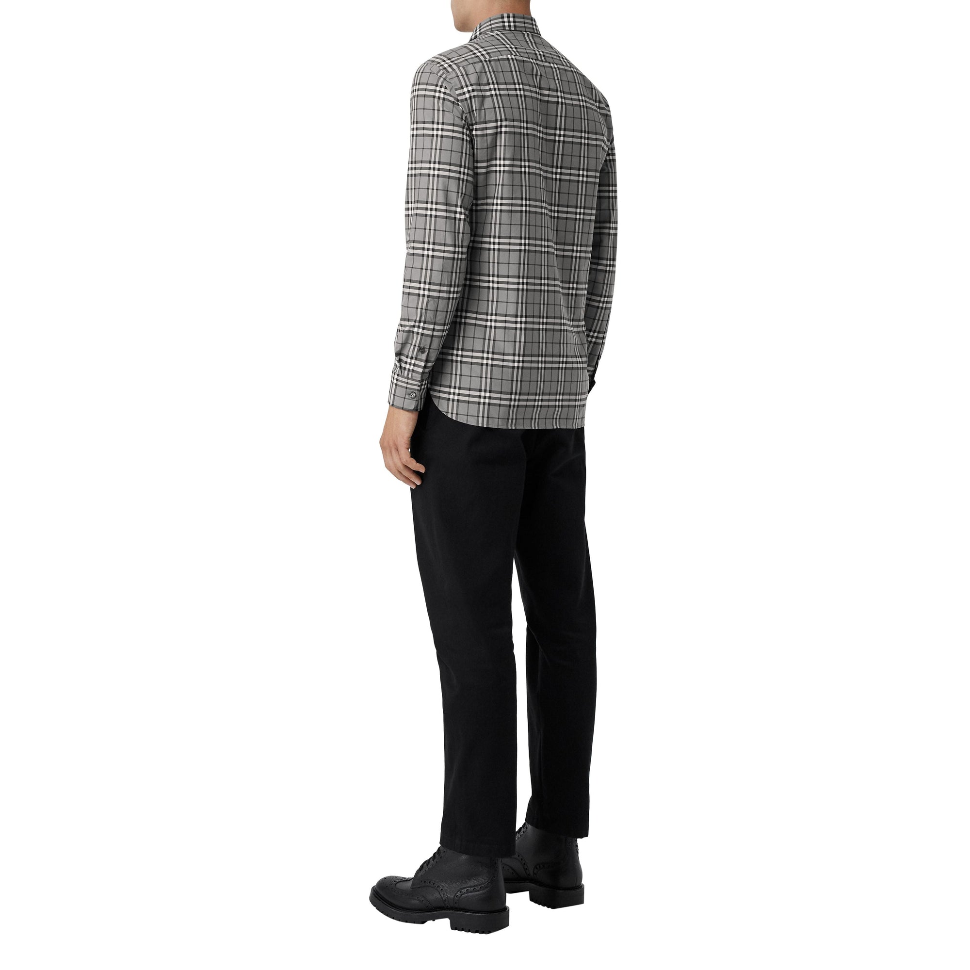 Chemise en coton à motif check - Charcoal