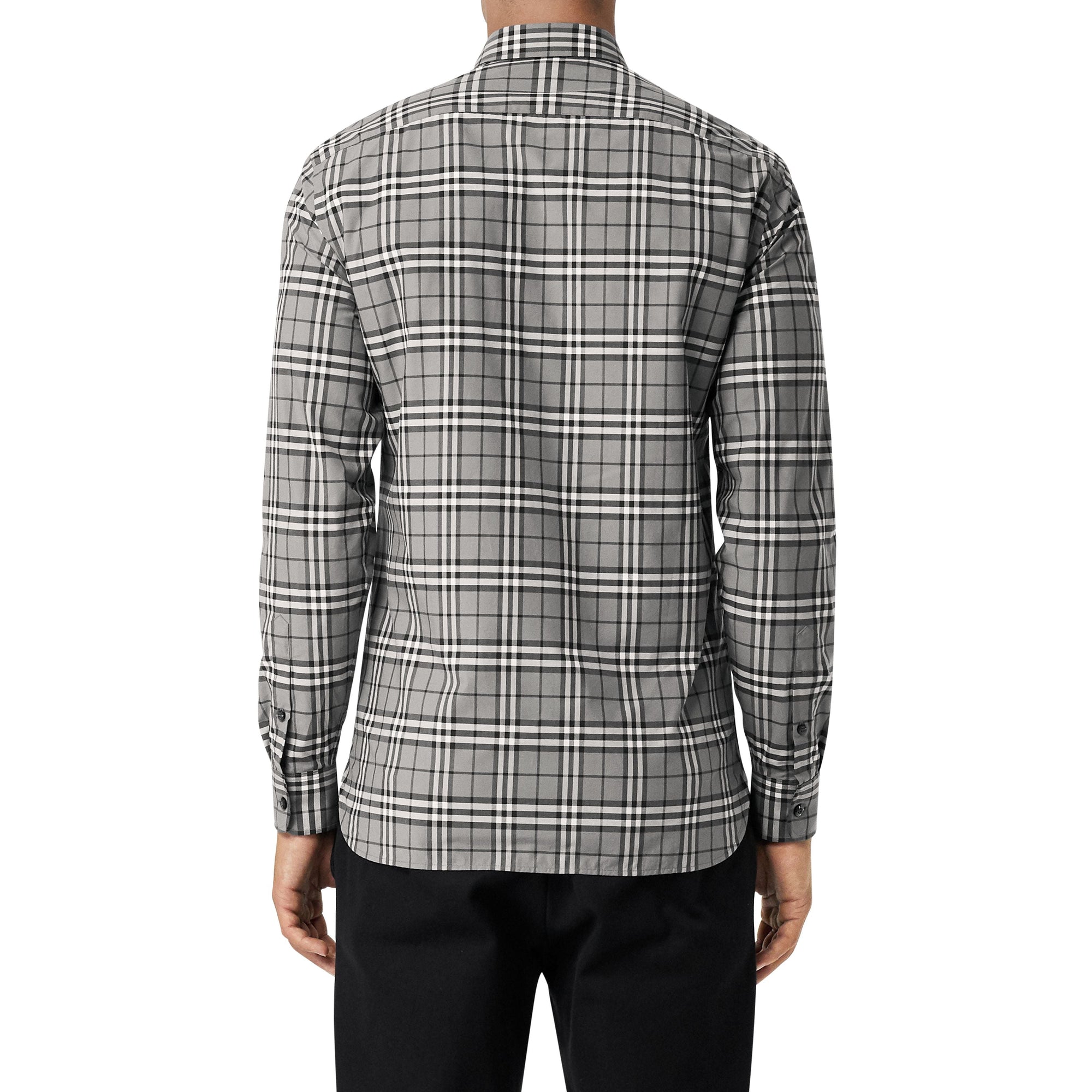 Chemise en coton à motif check - Charcoal