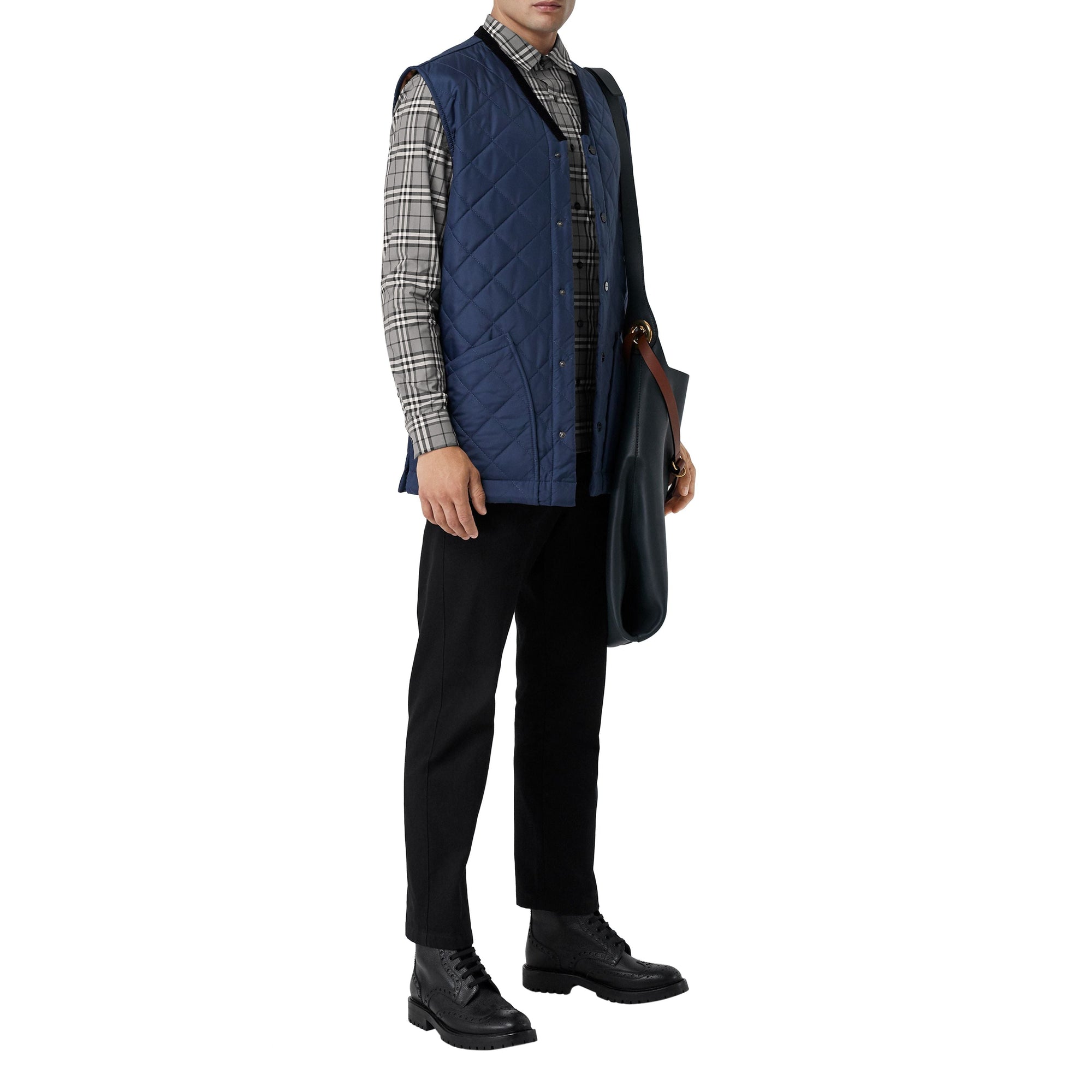 Chemise en coton à motif check - Charcoal