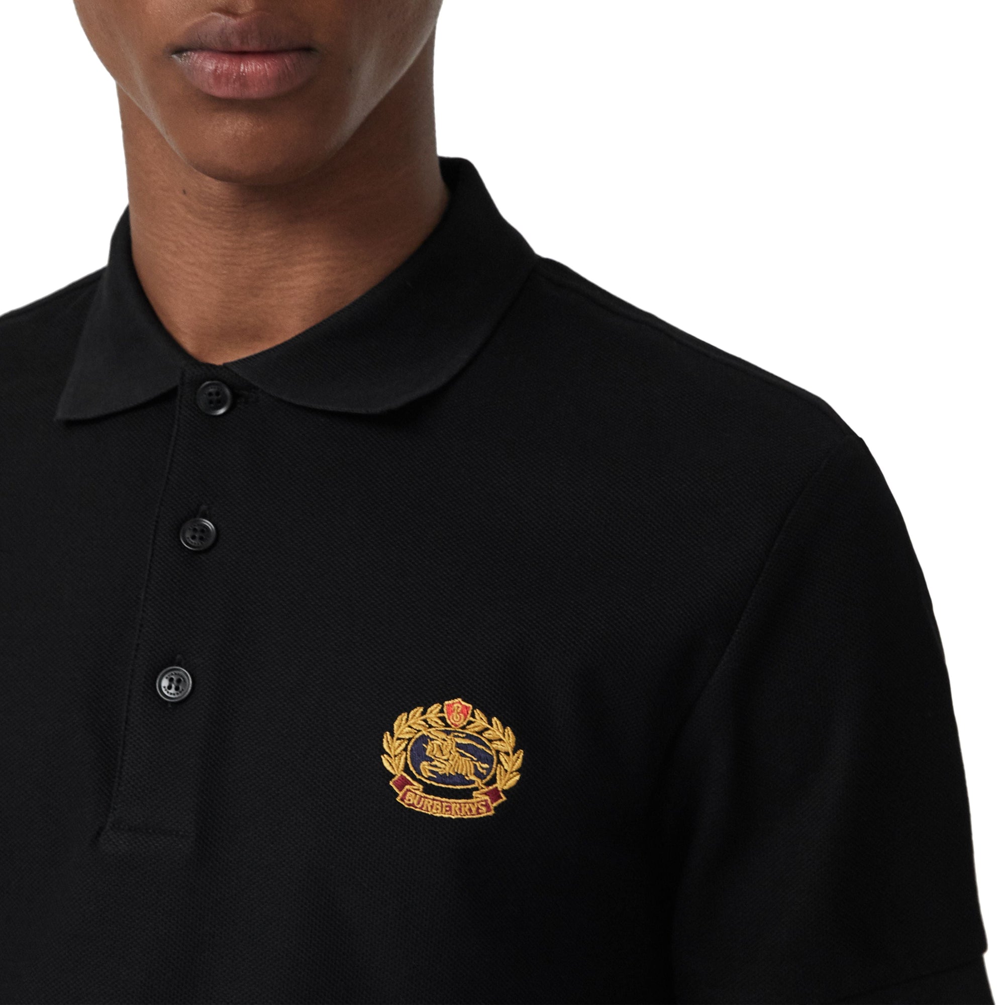 Polo en piqué de coton avec logo d'archive - Black