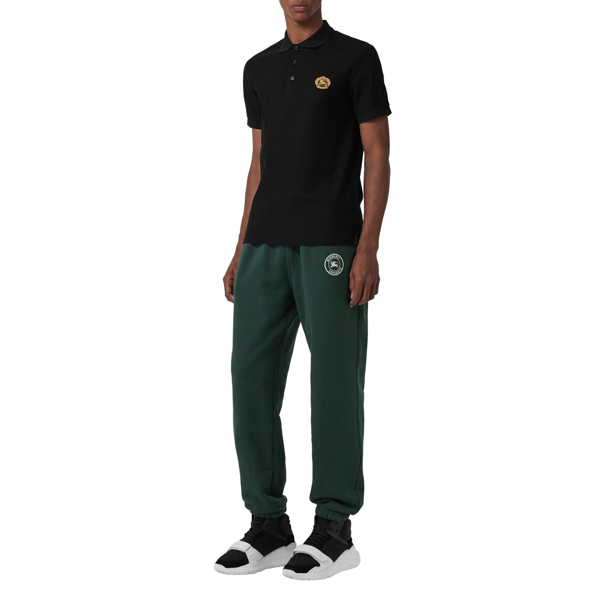 Polo en piqué de coton avec logo d'archive - Black