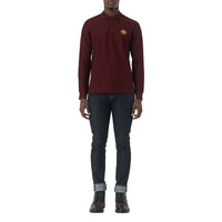 Polo à manches longues en piqué de coton avec logo d'archive - Burgundy