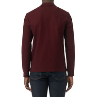 Polo à manches longues en piqué de coton avec logo d'archive - Burgundy