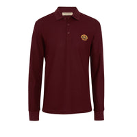 Polo à manches longues en piqué de coton avec logo d'archive - Burgundy