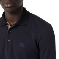 Polo en piqué de coton à manches longues - Navy