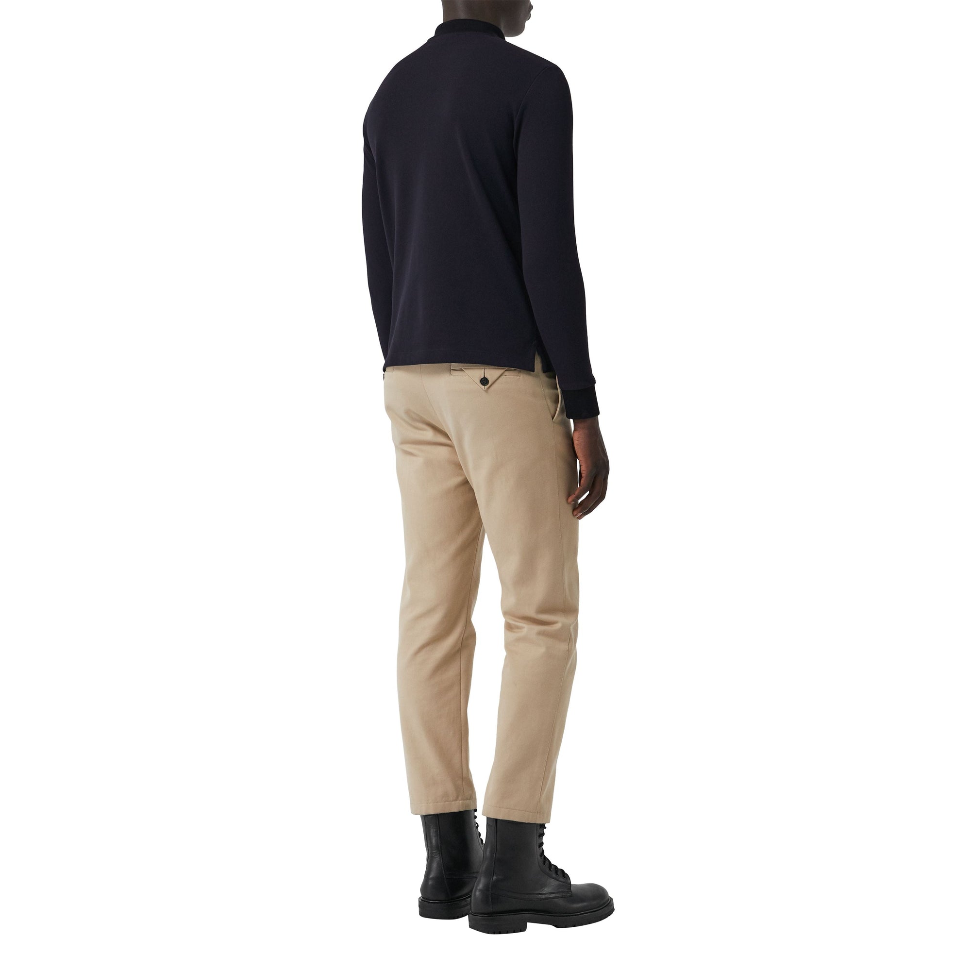 Polo en piqué de coton à manches longues - Navy