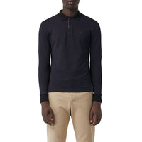 Polo en piqué de coton à manches longues - Navy