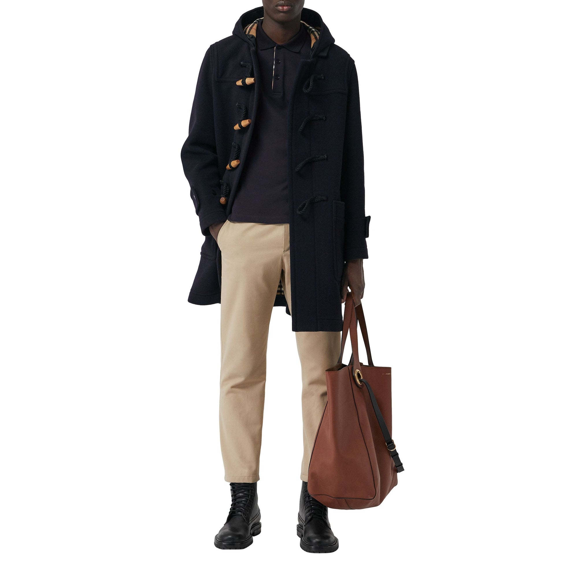 Polo en piqué de coton à manches longues - Navy