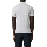Polo en coton avec patte de boutonnage à motif check - Pale Grey Melange