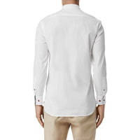 Chemise en coton extensible avec bouton contrastant - White