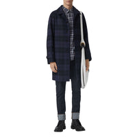 Chemise en coton à motif check et emblèmes du Cavalier - Navy