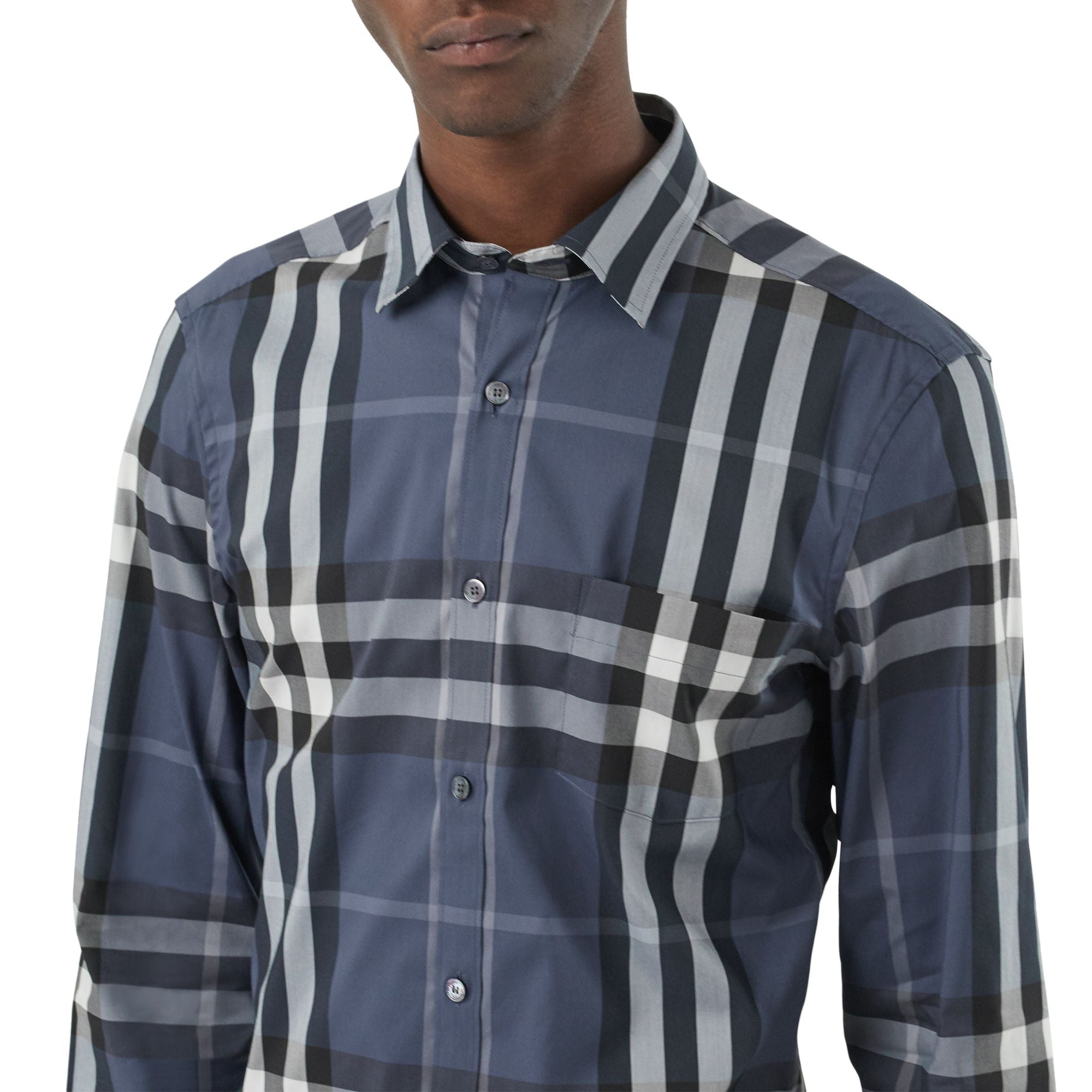 Chemise en coton extensible à motif check - Thistle Blue