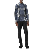 Chemise en coton extensible à motif check - Thistle Blue