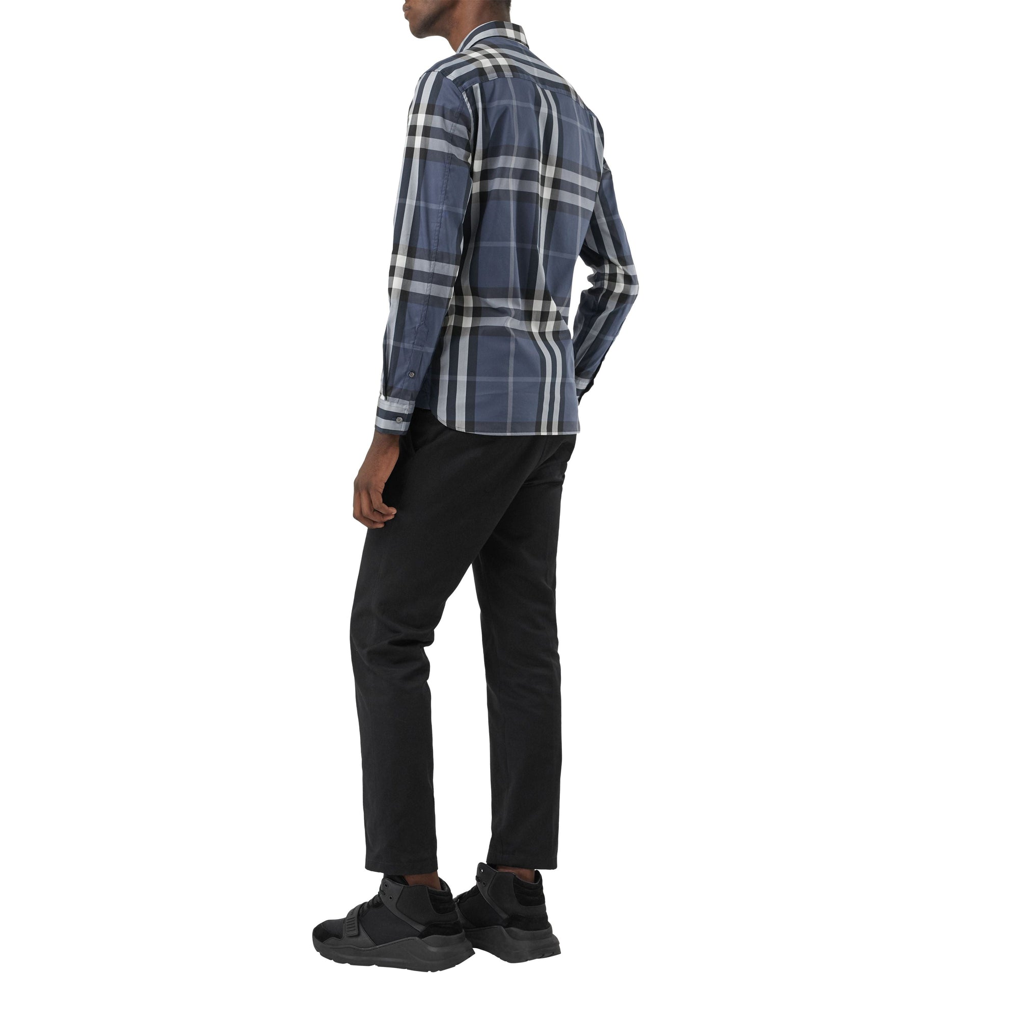 Chemise en coton extensible à motif check - Thistle Blue