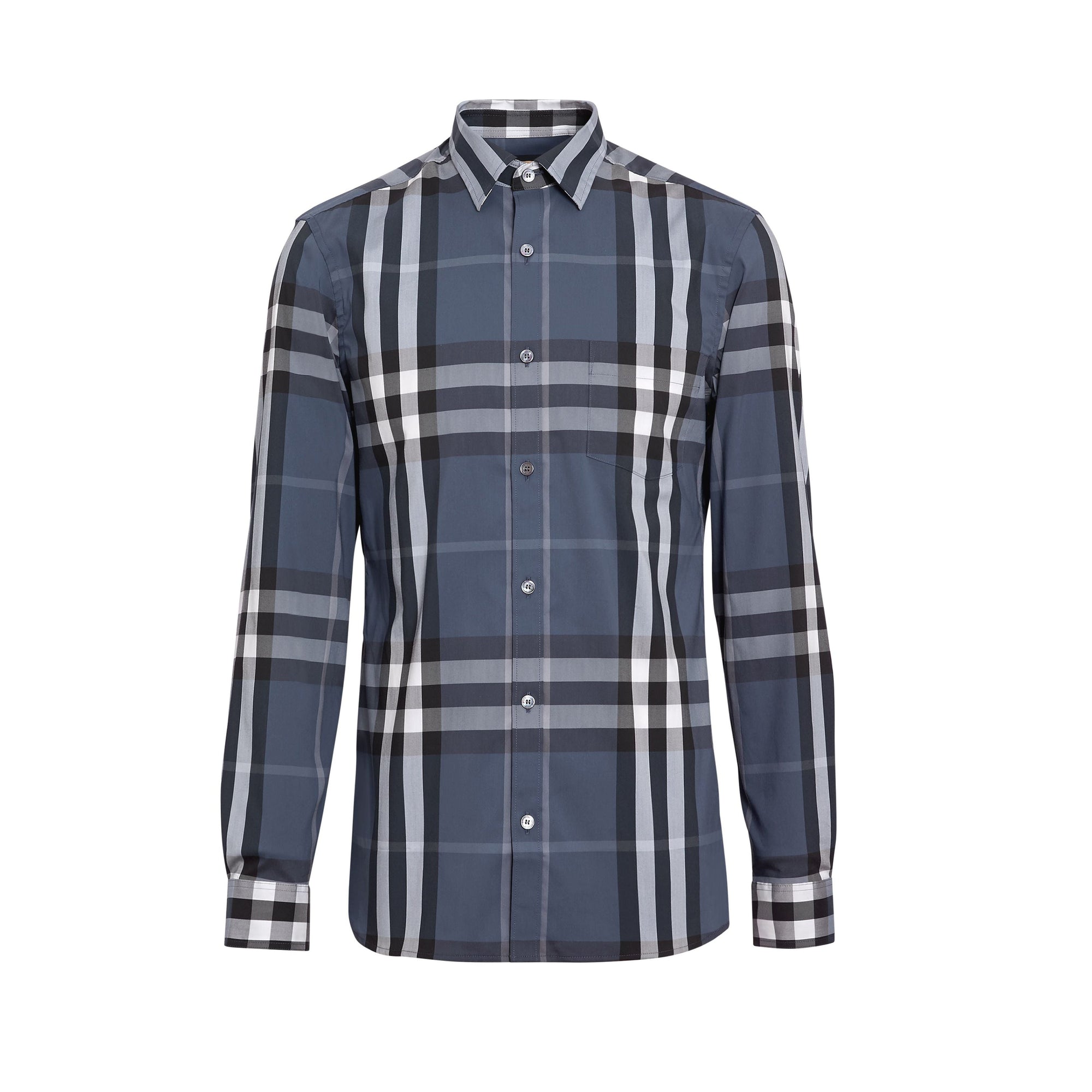 Chemise en coton extensible à motif check - Thistle Blue