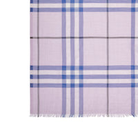 Écharpe légère en laine et soie à motif check - Pale Orchid