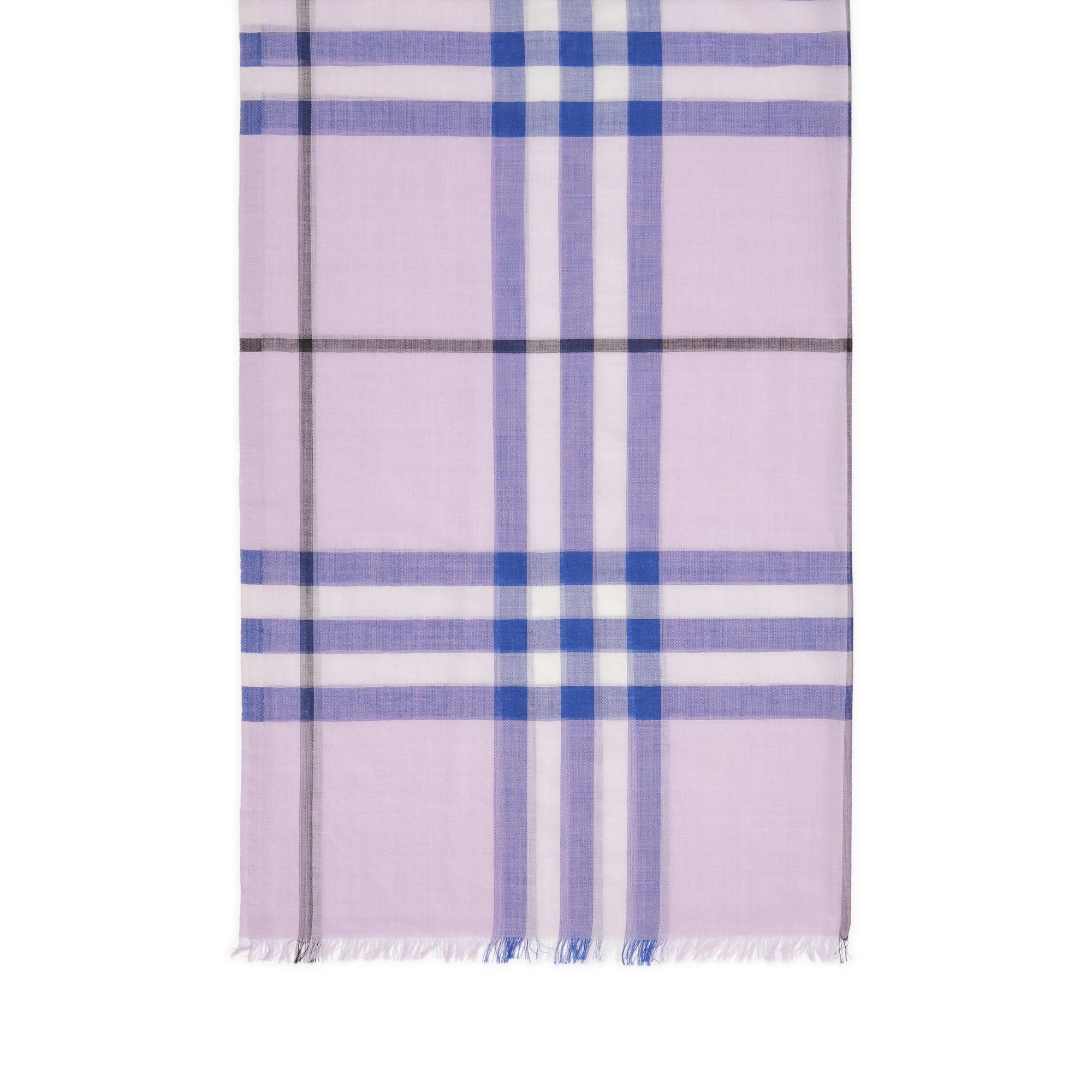 Écharpe légère en laine et soie à motif check - Pale Orchid