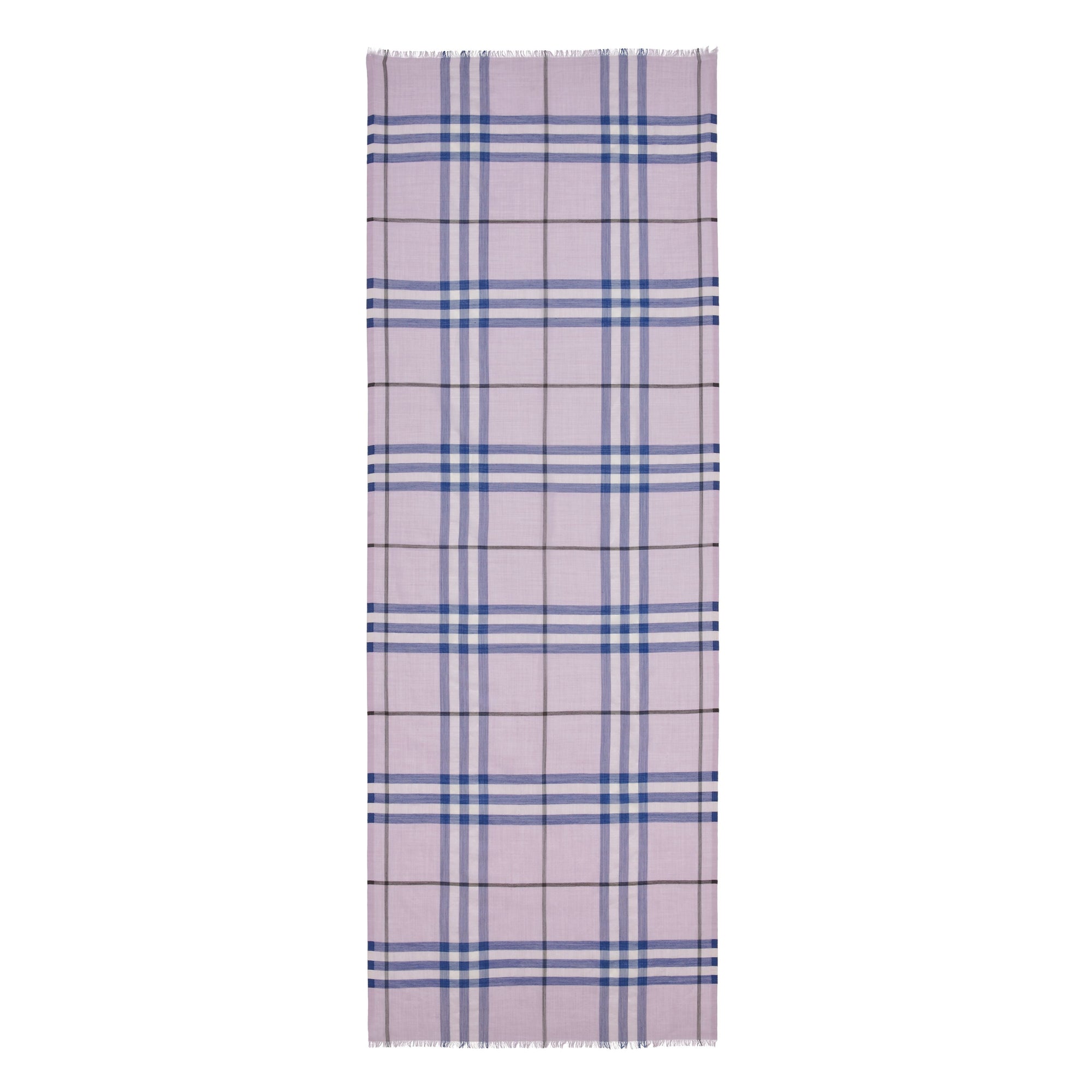 Écharpe légère en laine et soie à motif check - Pale Orchid