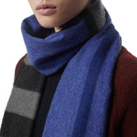 Écharpe en cachemire à motif check color-block - Bright Cobalt