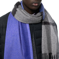 Écharpe en cachemire à motif check color-block - Bright Cobalt