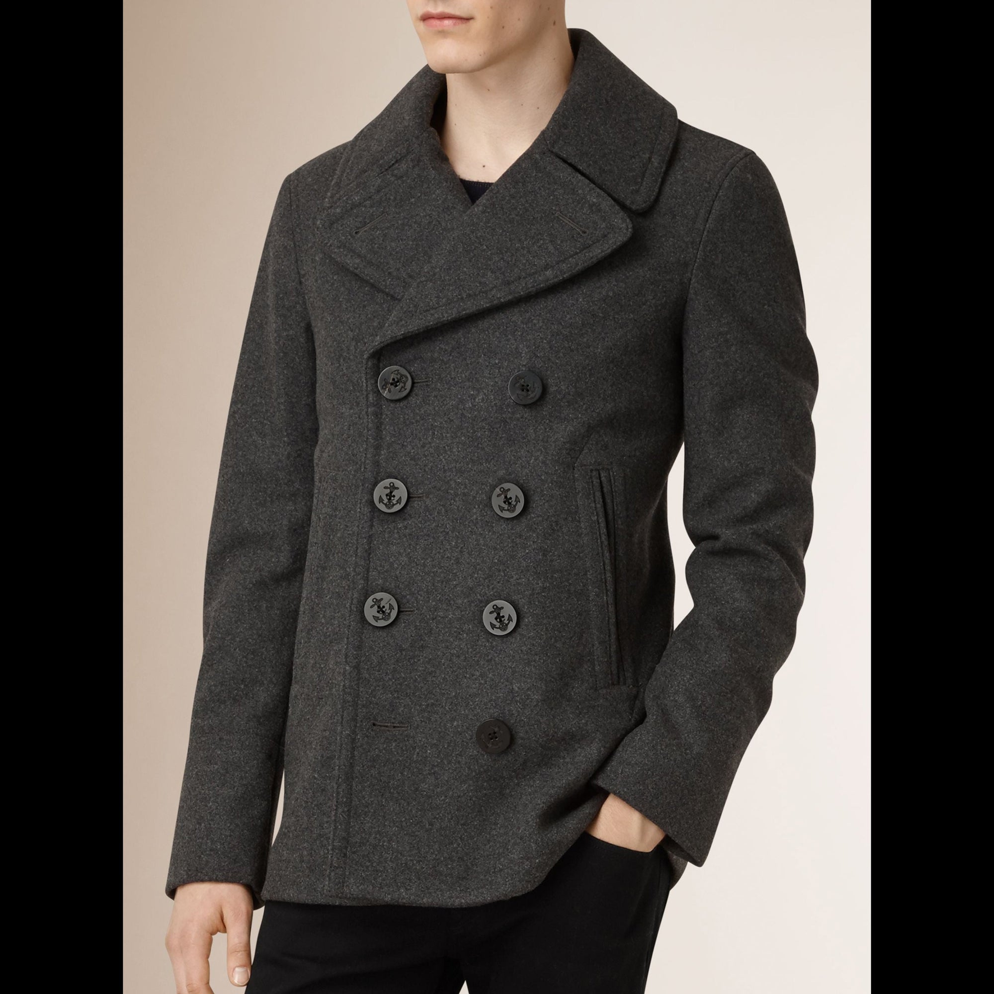 Caban en laine et cachemire - Dark Grey Melange