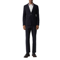 Blazer slim en gabardine de laine avec bouton en métal - Navy
