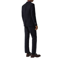 Blazer slim en gabardine de laine avec bouton en métal - Navy