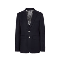 Blazer slim en gabardine de laine avec bouton en métal - Navy
