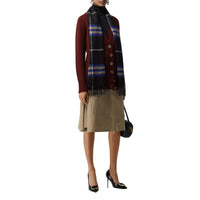 Écharpe en cachemire à motif check classique - Bright Cobalt