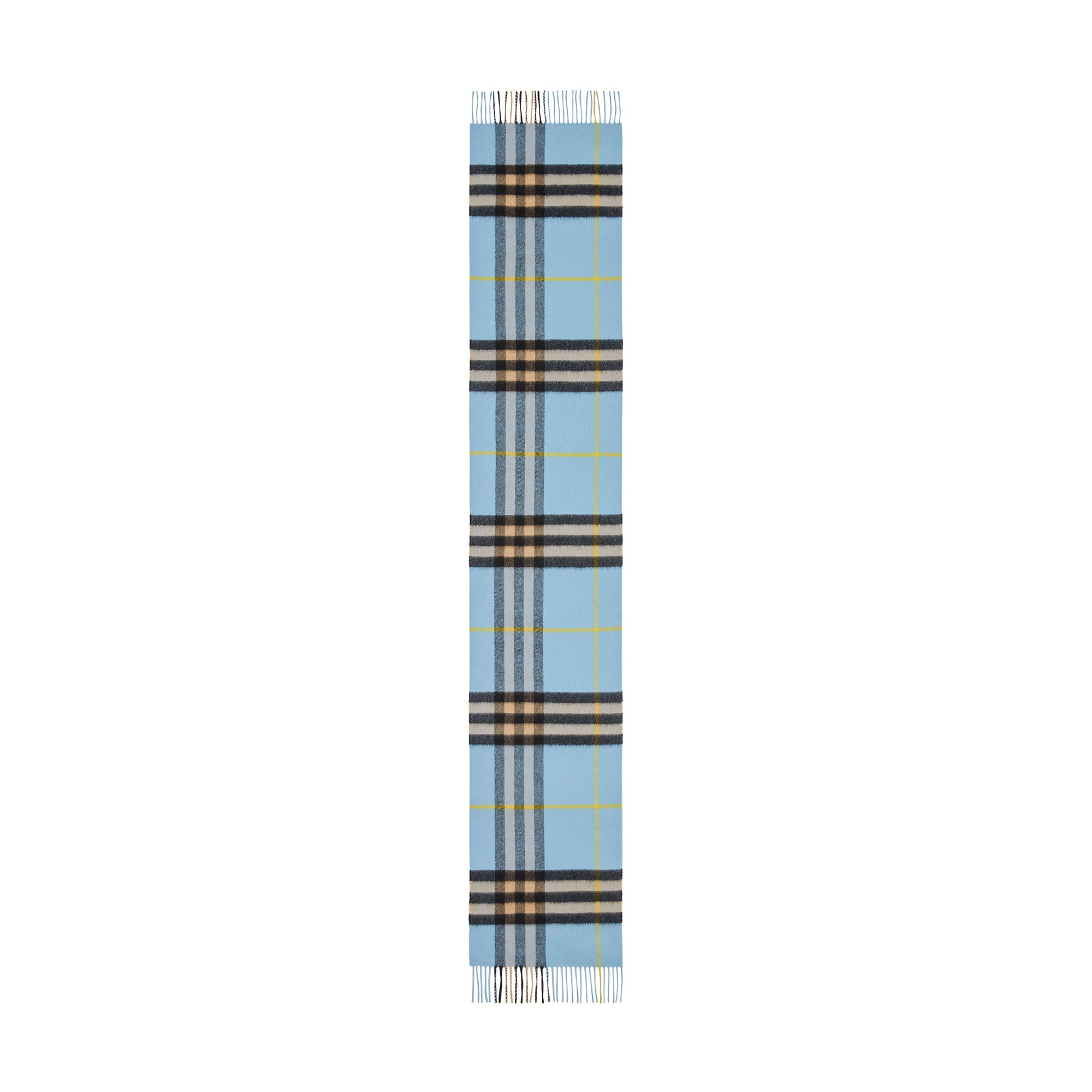 Écharpe en cachemire à motif check classique - Pale Blue Carbon