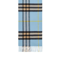 Écharpe en cachemire à motif check classique - Pale Blue Carbon