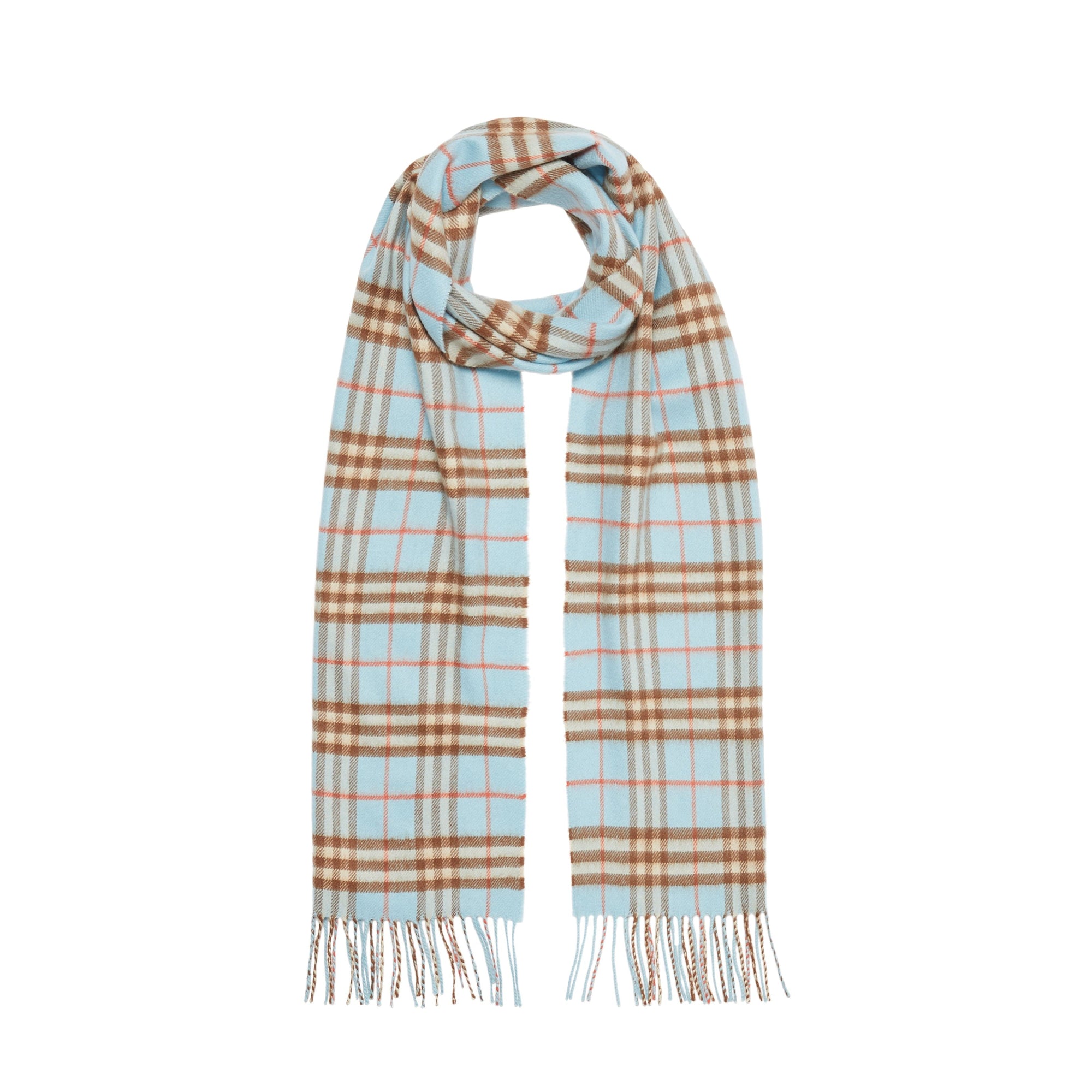 Écharpe classique en cachemire à motif Vintage check - Pale Peridot Blue