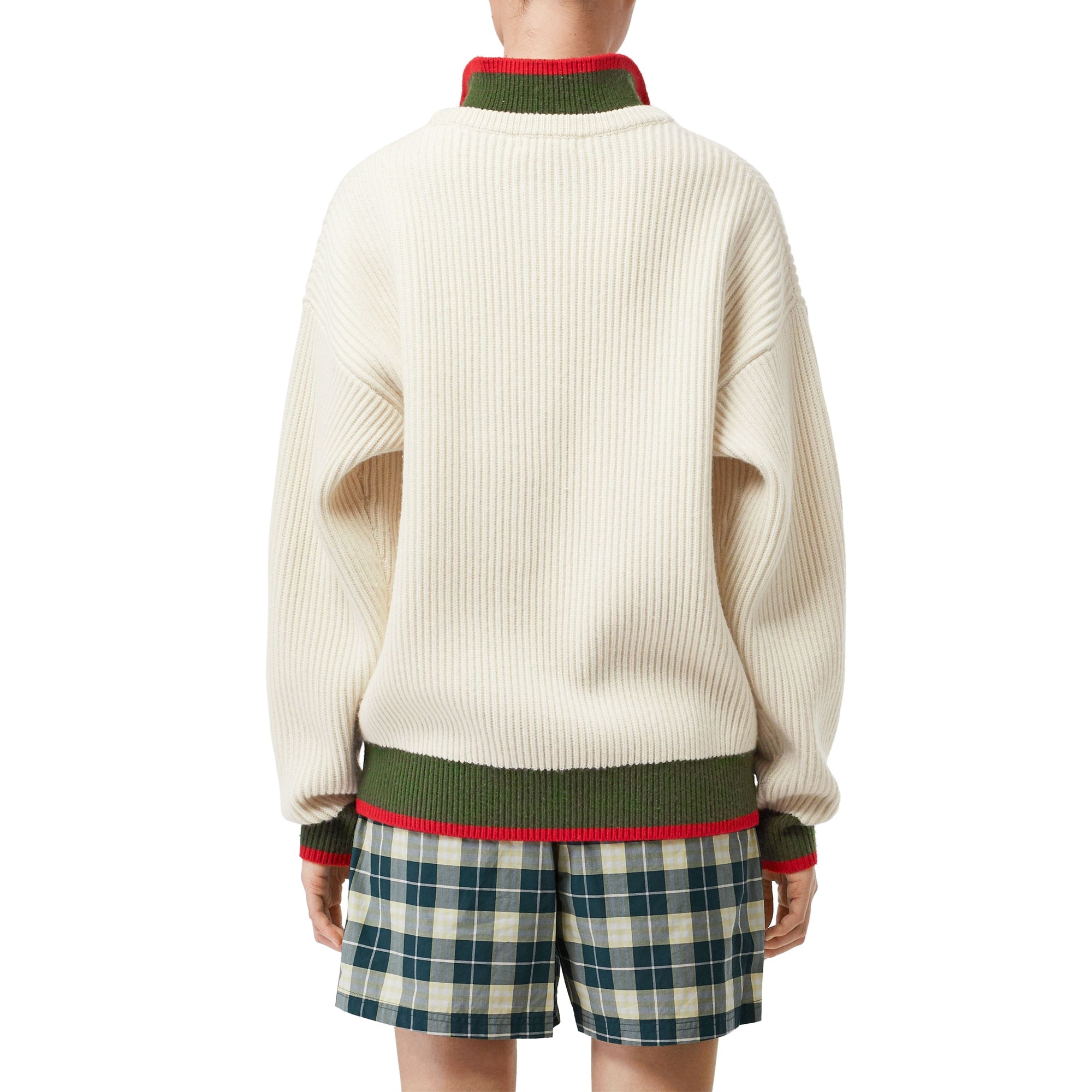 Pull en maille de laine et cachemire côtelée - Ivory