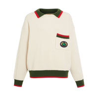 Pull en maille de laine et cachemire côtelée - Ivory