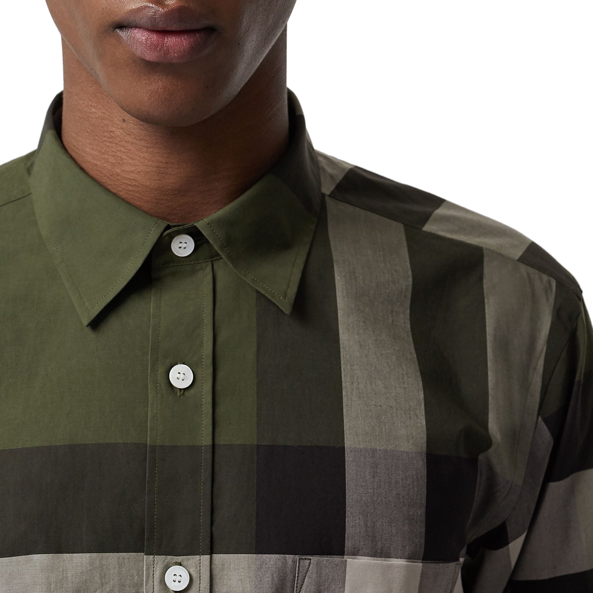 Chemise en coton extensible à motif check - Antique Green
