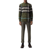 Chemise en coton extensible à motif check - Antique Green