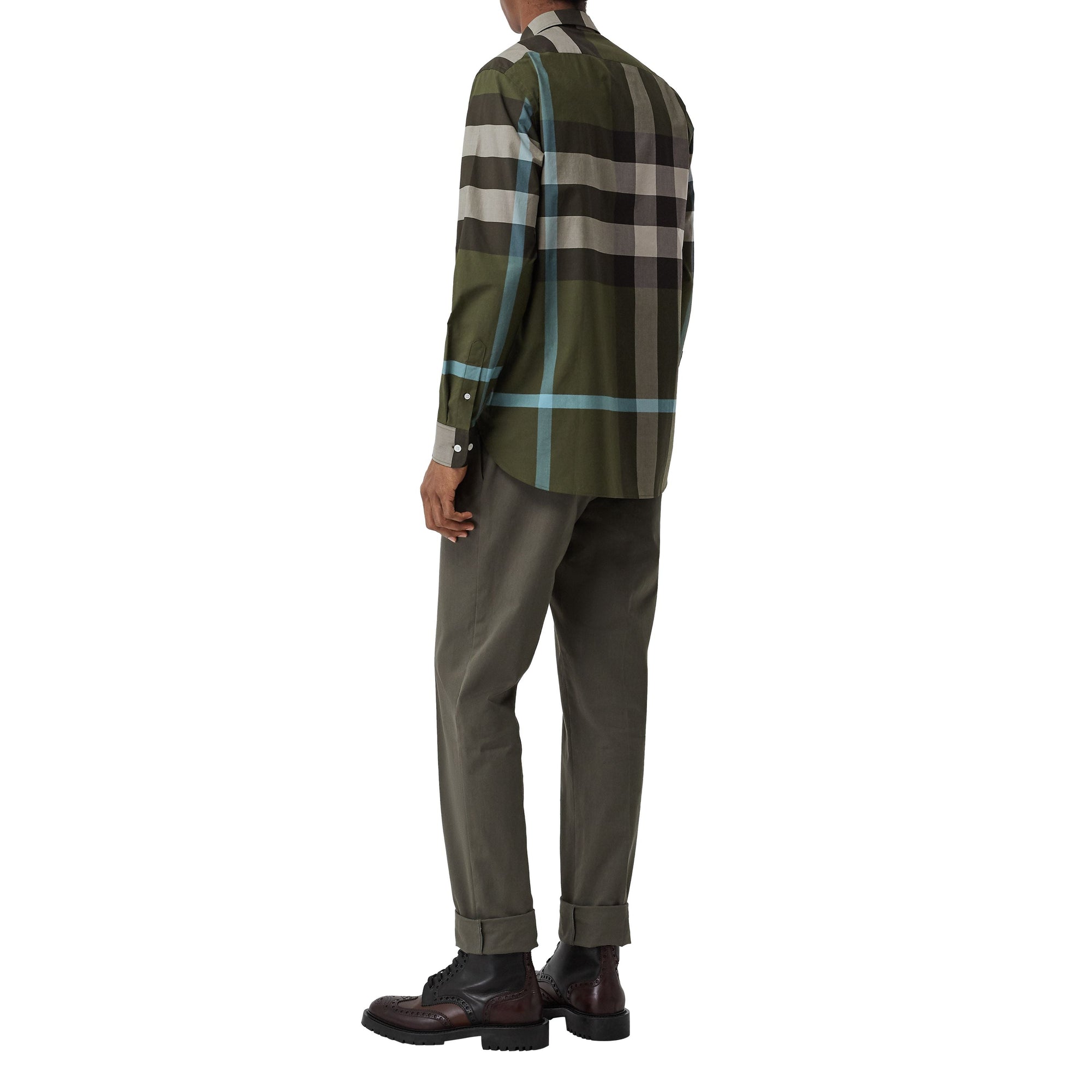 Chemise en coton extensible à motif check - Antique Green