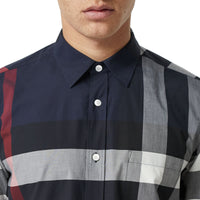 Chemise en coton extensible à motif check - Navy
