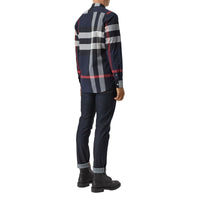 Chemise en coton extensible à motif check - Navy