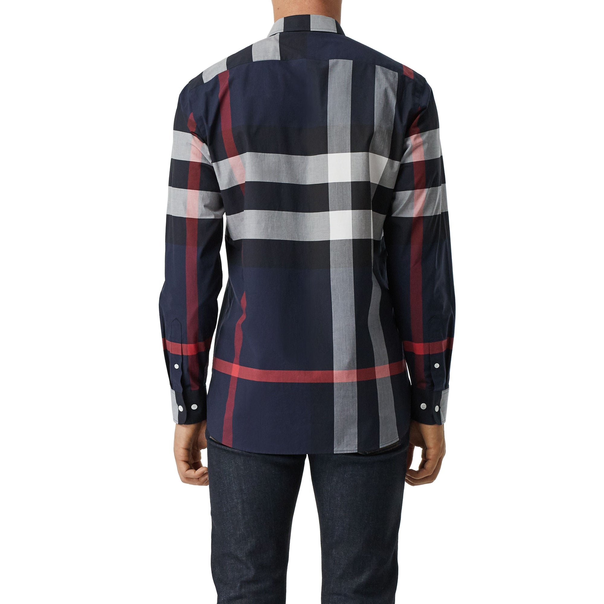 Chemise en coton extensible à motif check - Navy