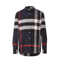 Chemise en coton extensible à motif check - Navy