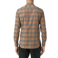 Chemise en coton extensible à motif check - Camel