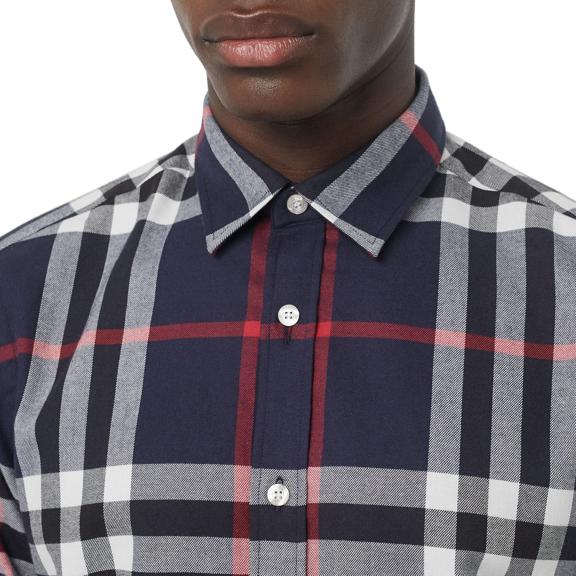 Chemise en flanelle de coton à motif check - Navy