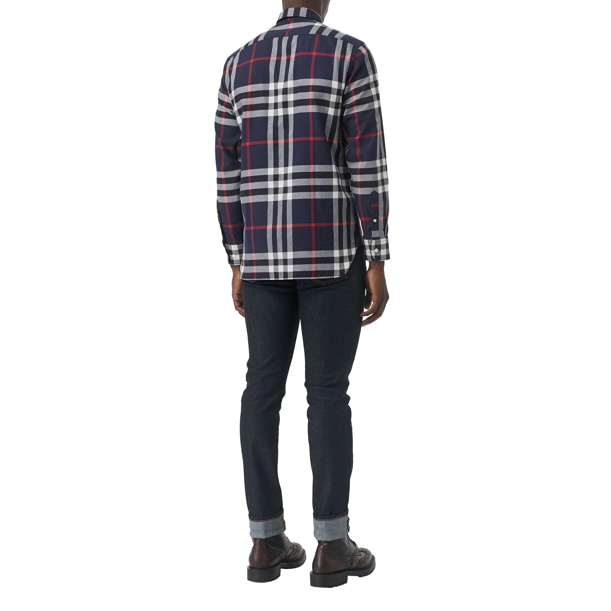 Chemise en flanelle de coton à motif check - Navy