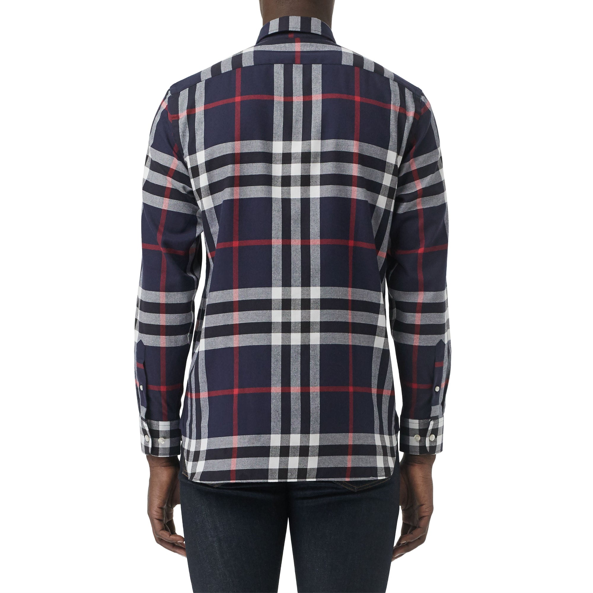 Chemise en flanelle de coton à motif check - Navy