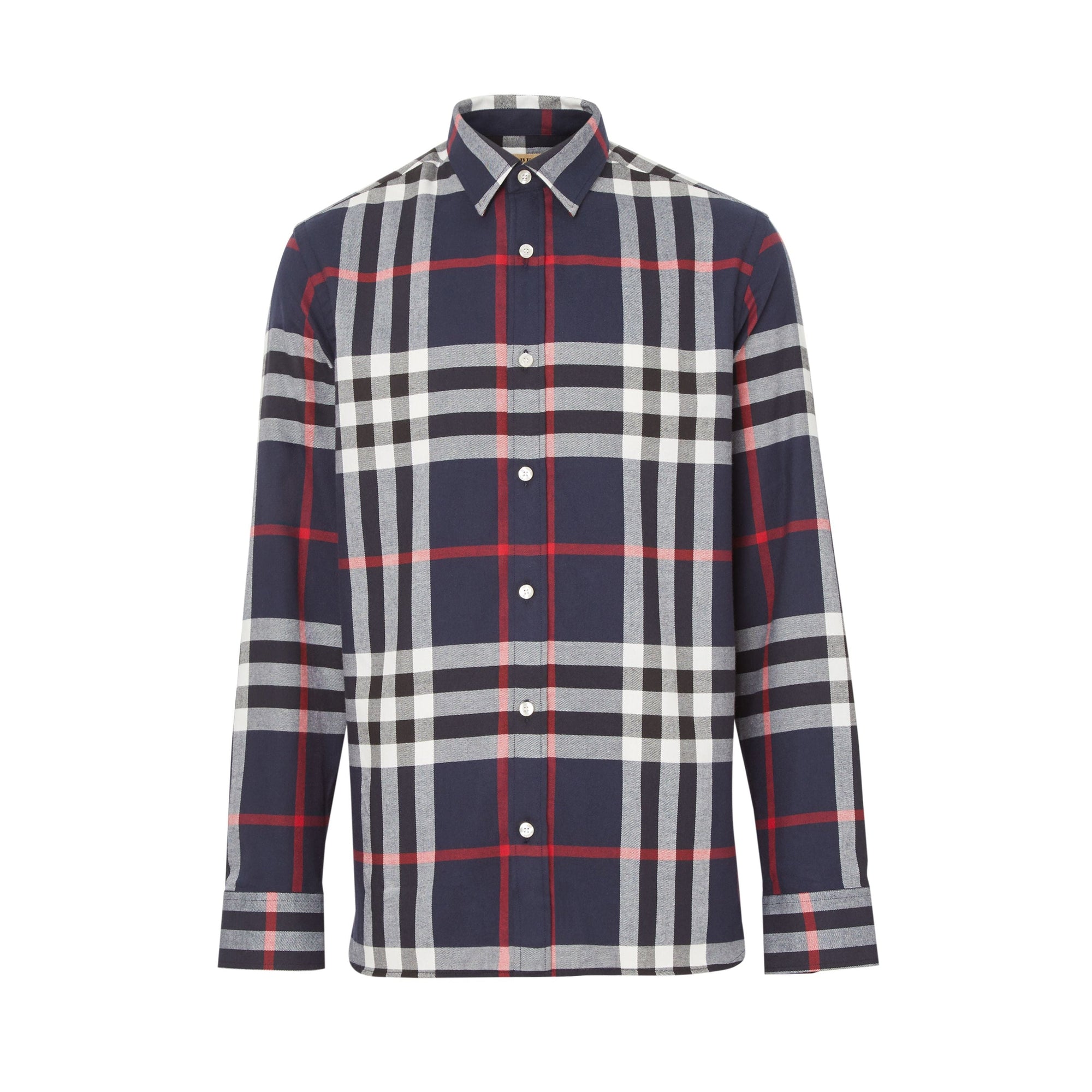 Chemise en flanelle de coton à motif check - Navy