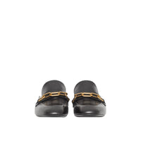 Mules à talon bottier en cuir avec chaîne - Black