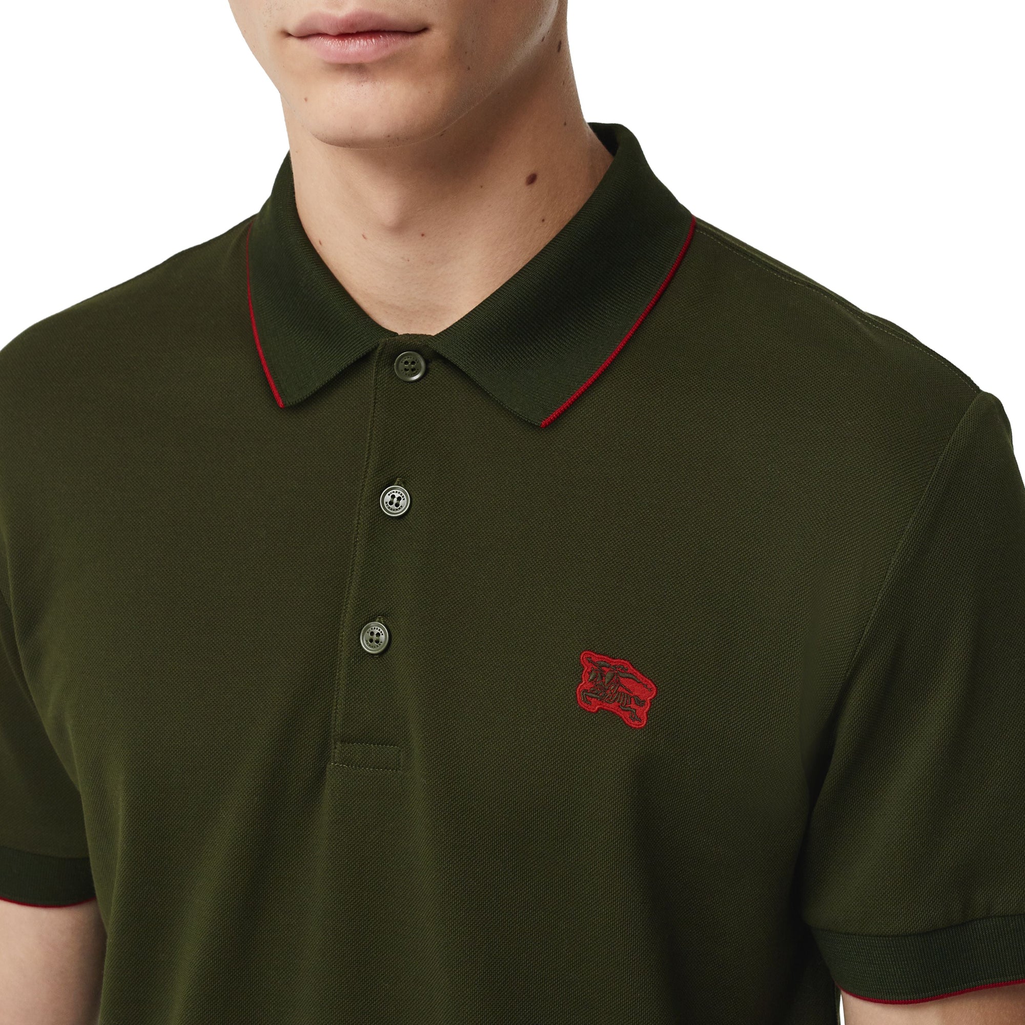 Polo en piqué de coton à bordure colorée - Dark Antique Green