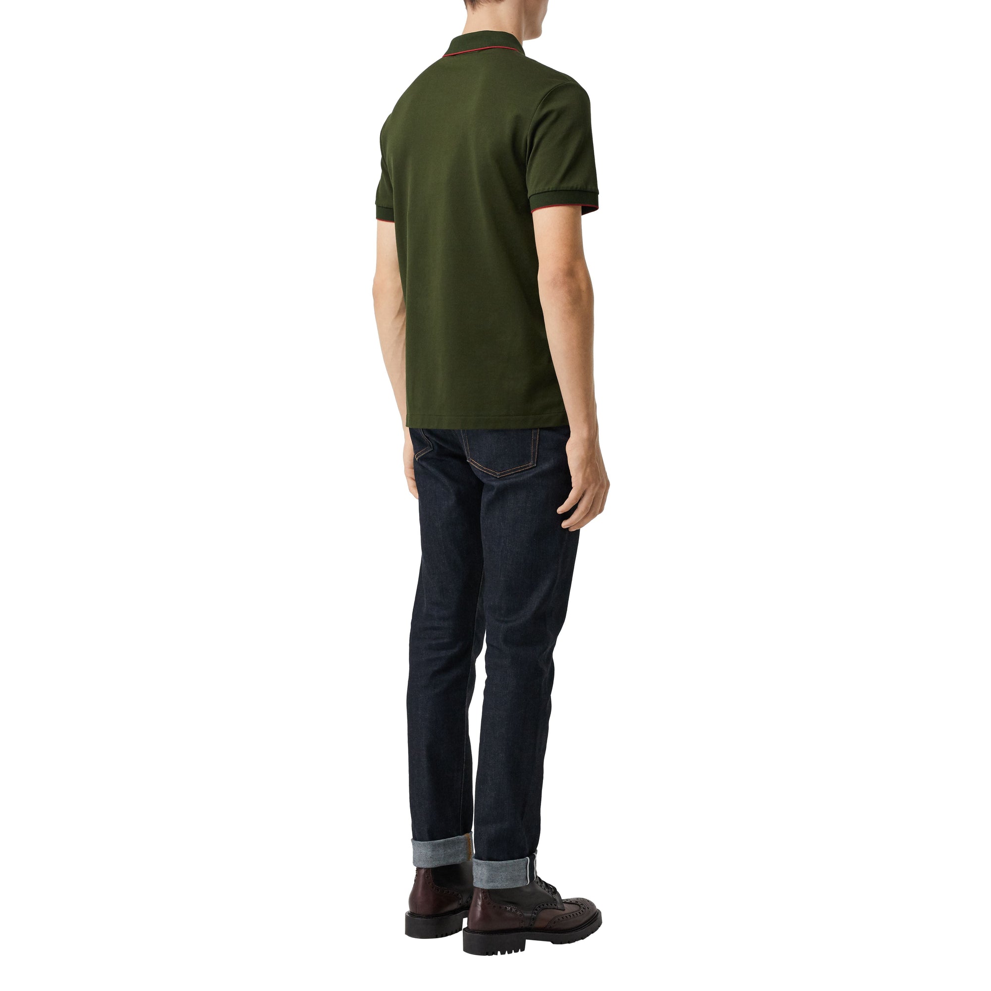 Polo en piqué de coton à bordure colorée - Dark Antique Green