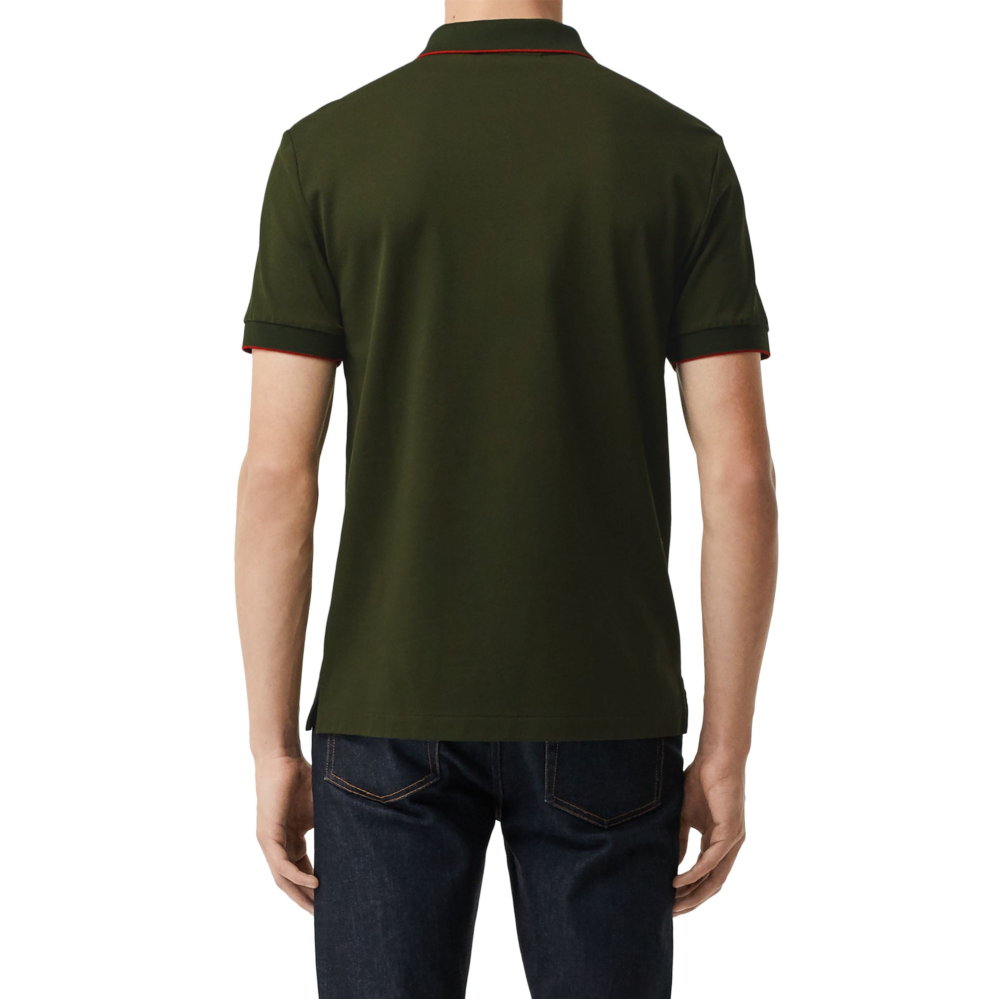 Polo en piqué de coton à bordure colorée - Dark Antique Green